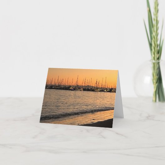 Santa Barbara-strand bij zonsondergang bedankkaart (Voorkant)