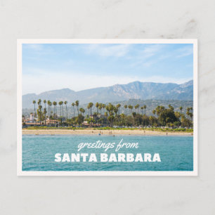 Santa Barbara Warf Palmboom Retro Vintage Reis Briefkaart