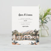 Santa Barbara Waterverf Trouwbestemming Kaart (Staand voorkant)