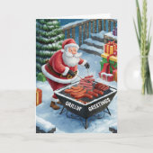 Santa Barbecue Christmas Kaart (Voorkant)