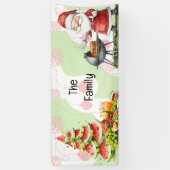Santa Barbecue Kerstmis in juli Pool Party Spandoek (Verticaal)