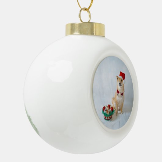 Santa Barkley Ceramic Ball Ornament (Links)