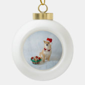 Santa Barkley Ceramic Ball Ornament (Voorkant)