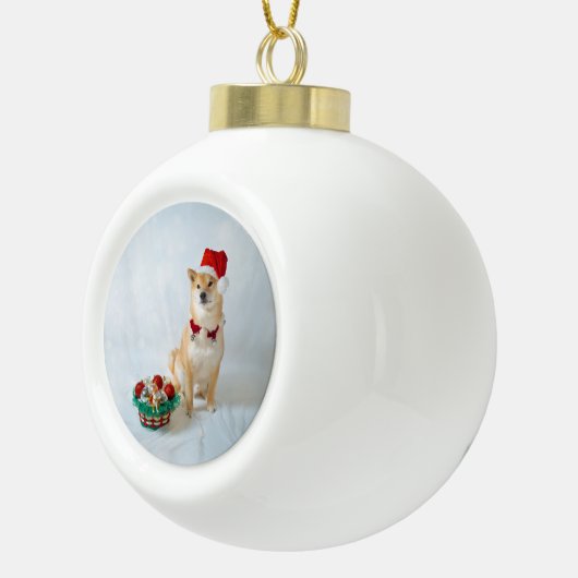 Santa Barkley Ceramic Ball Ornament (Rechts)