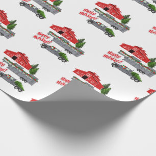 Santa Barn Truck Paard Trailer Kerstmis Cadeaupapier