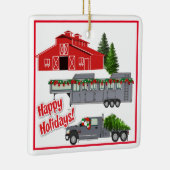 Santa Barn Truck Paard Trailer Kerstmis Keramisch Ornament (Rechts)