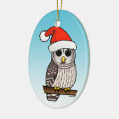 Santa Barred Owl Keramisch Ornament (Links)