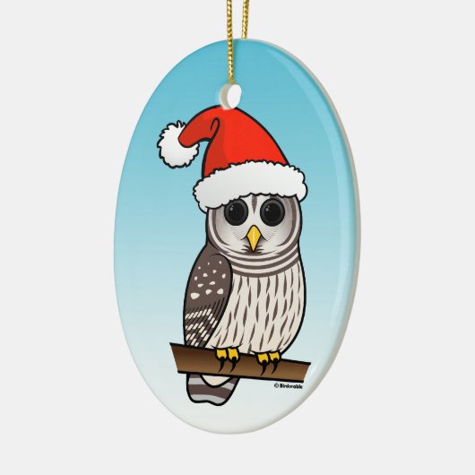 Santa Barred Owl Keramisch Ornament (Links)