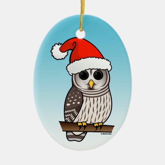 Santa Barred Owl Keramisch Ornament (Voorkant)