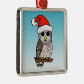 Santa Barred Owl Metalen Ornament (Rechts)