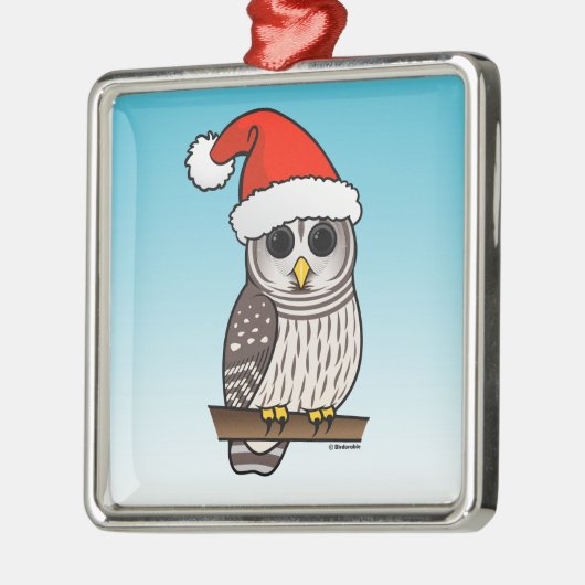 Santa Barred Owl Metalen Ornament (Links)