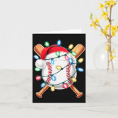 Santa Baseball Player Santa Hat Men Boys Christmas Kaart (Gele Bloem)