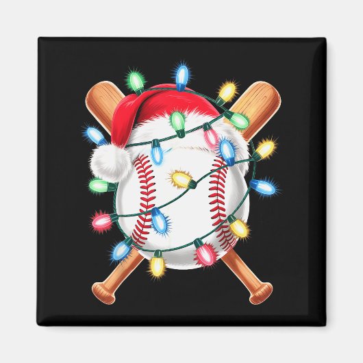 Santa Baseball Player Santa Hat Men Boys Christmas Magneet (Voorkant)
