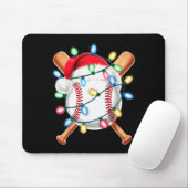 Santa Baseball Player Santa Hat Men Boys Christmas Muismat (Met muis)