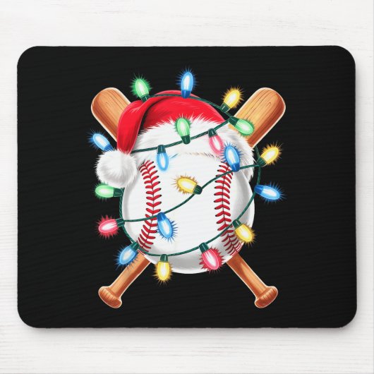 Santa Baseball Player Santa Hat Men Boys Christmas Muismat (Voorkant)