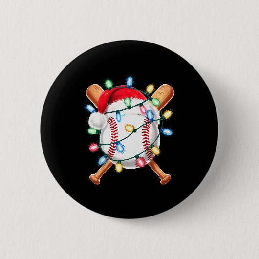Santa Baseball Player Santa Hat Men Boys Christmas Ronde Button 5,7 Cm (Voorkant)