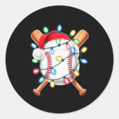 Santa Baseball Player Santa Hat Men Boys Christmas Ronde Sticker (Voorkant)