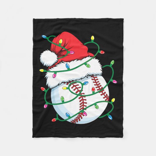 Santa Baseball Sportbal Mannen Jongens Kerst Xmas Fleece Deken (Voorkant)