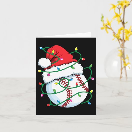 Santa Baseball Sportbal Mannen Jongens Kerst Xmas Kaart (Gele Bloem)