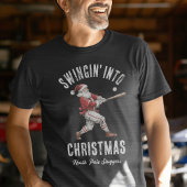 Santa Baseball “Swingin’ Into Christmas” Holiday Tri-Blend Shirt