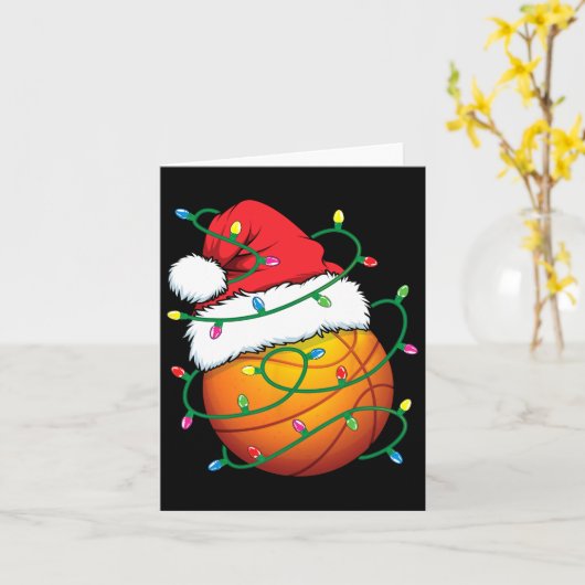 Santa Basketbal Sport Ball Mannen Jongens Kerstmis Kaart (Gele Bloem)