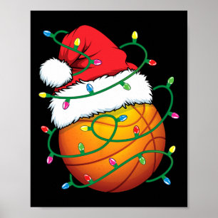 Santa Basketbal Sport Ball Mannen Jongens Kerstmis Poster