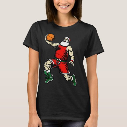 Santa Basketball  Christmas T-shirt (Voorkant)