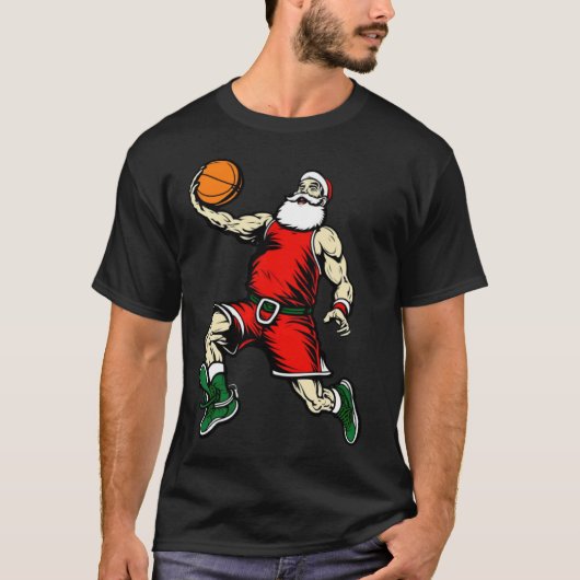 Santa Basketball  Christmas T-shirt (Voorkant)