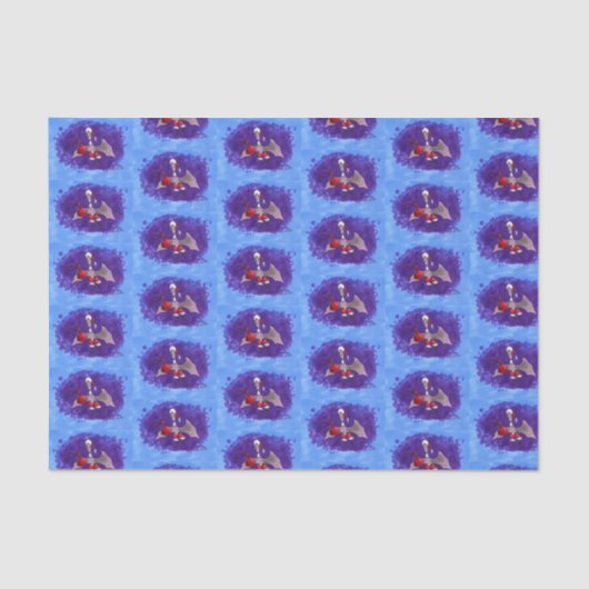 Santa Bat blauw tissuepapier gespreid (Voorkant)