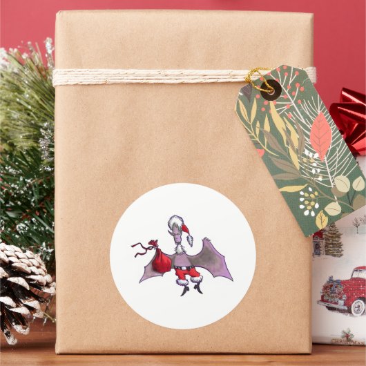 Santa Bat grote ronde stickers vel (Feestdagen)