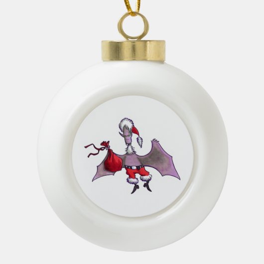 Santa Bat keramische kerstbal ornament (Voorkant)
