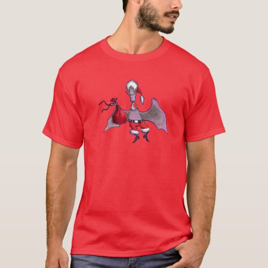 Santa Bat mannen rood T-shirt (Voorkant)