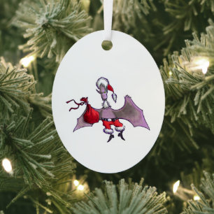 Santa Bat ovale metalen ornament