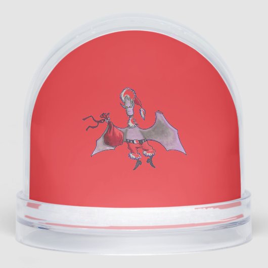 Santa Bat red snow globe Sneeuwbol (Voorkant)