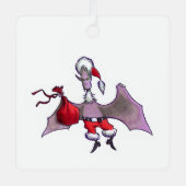 Santa Bat vierkante metalen ornament (Voorkant)