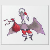 Santa Bat wit glanzend inpakpapier groot (Vlak)