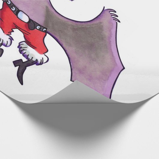 Santa Bat wit glanzend inpakpapier groot (Hoek)