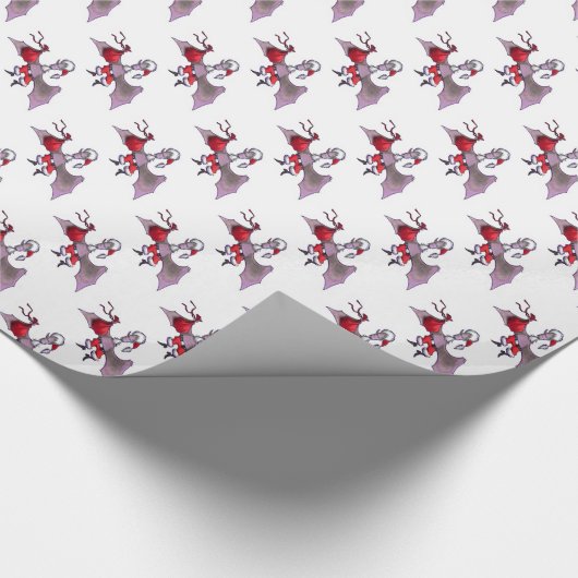 Santa Bat wit glanzend inpakpapier klein (Hoek)