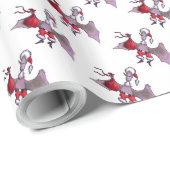 Santa Bat wit glanzend inpakpapier klein (Rol Hoek)
