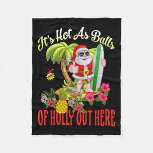 Santa Beach heet als van Holly Funny Kerstmis in j Fleece Deken