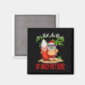 Santa Beach heet als van Holly Funny Kerstmis in j Magneet (Voorkant / Achterkant)