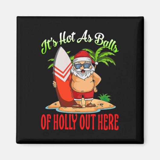 Santa Beach heet als van Holly Funny Kerstmis in j Magneet (Voorkant)