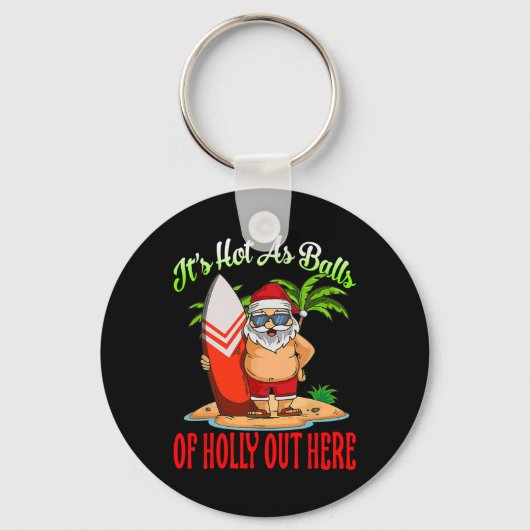 Santa Beach heet als van Holly Funny Kerstmis in j Sleutelhanger (Voorkant)