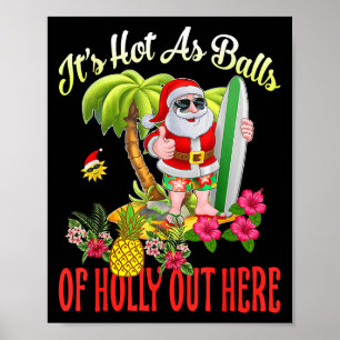 Santa Beach Heet Als Van Kerstmis Funny Christmas Poster