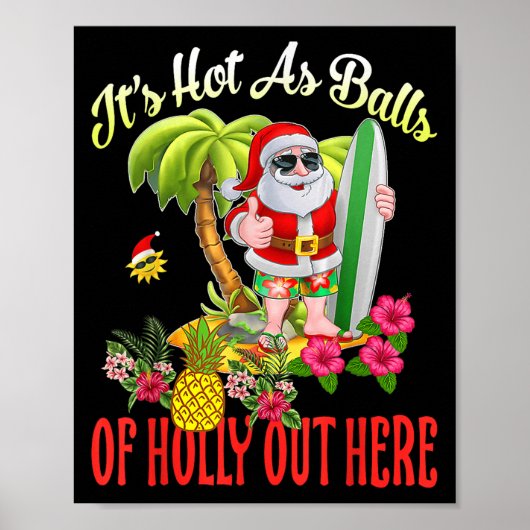 Santa Beach Heet Als Van Kerstmis Funny Christmas Poster (Voorkant)