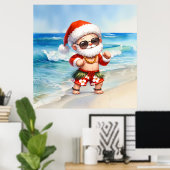 Santa Beach met Kerstmis in juli Poster (Thuiskantoor)