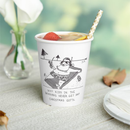 Santa Beach Time paper cups Papieren Bekers (Insitu)