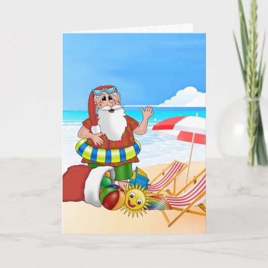 Santa Beach Tropische kerstvakantie Feestdagen Kaart (Voorkant)