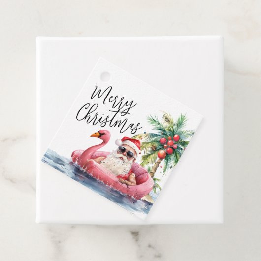 Santa Beach Vrolijk Kerstfeest Bedankjes Labels (In situ)