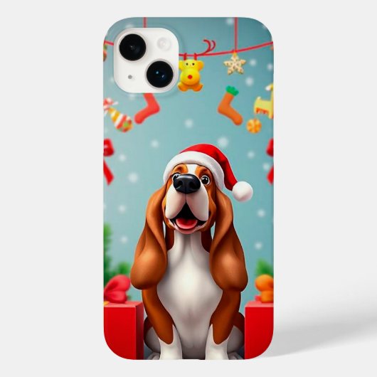 🎄 Santa Beagle Charme ✨ Schattige Kersthond Case-Mate iPhone Case (Achterkant)